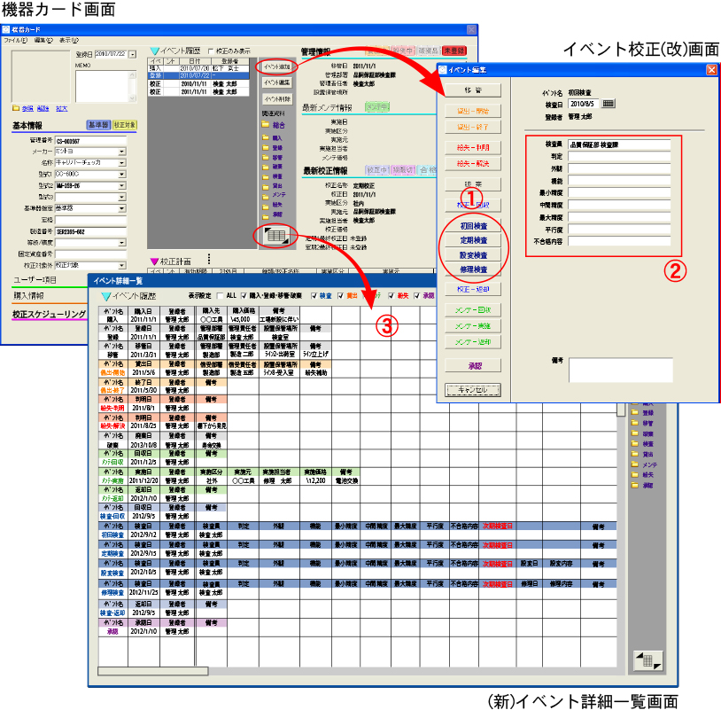 校正イベントの検査データテーブル追加